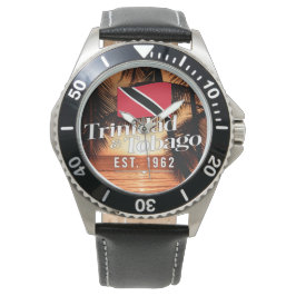 "Trinidad & Tobago Est. 1962" Sunset With Flag Armbanduhr
