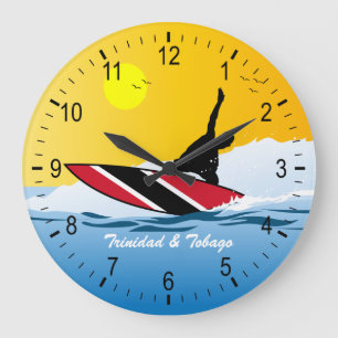 Trinidad- u. Tobago-Surfer Große Wanduhr