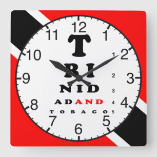 Trinidad und Tobago-Augen-Diagramm Quadratische Wanduhr