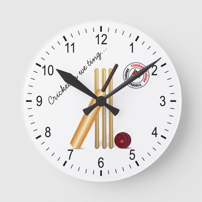 Trinidad und Tobago Cricket Runde Wanduhr (Vorderseite)
