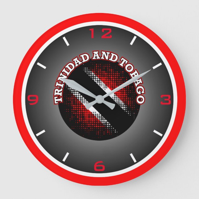 Trinidad und Tobago Flag (Dot Pattern) Große Wanduhr (Vorderseite)