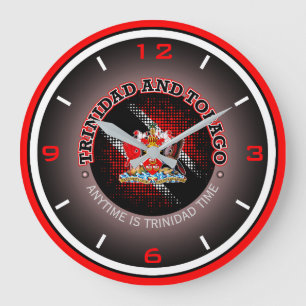 Trinidad und Tobago Flag (Dot Pattern) Große Wanduhr