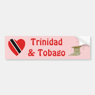 Trinidad und Tobago Flagge Herz+ Karte Aufkleber Autoaufkleber