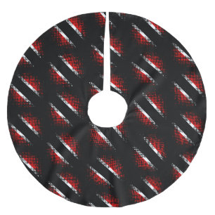 Trinidad und Tobago-Flagge (Punktmuster) Polyester Weihnachtsbaumdecke