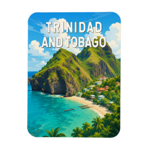 Trinidad und Tobago Illustration Reise Kunst Retro Magnet