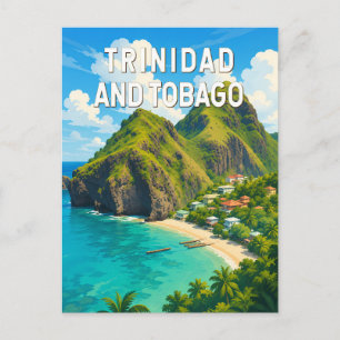 Trinidad und Tobago Illustration Reise Kunst Retro Postkarte