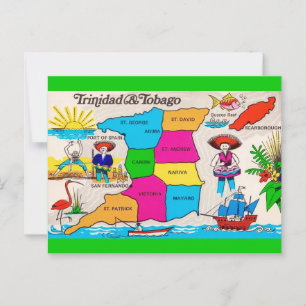 Trinidad und Tobago Karte Postkarte