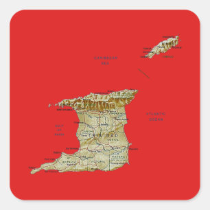 Trinidad und Tobago-Karten-Aufkleber Quadratischer Aufkleber