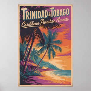 Trinidad und Tobago Landschaft Illustration Reise Poster
