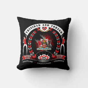 Trinidad und Tobago National Pride Emblem auf schw Kissen