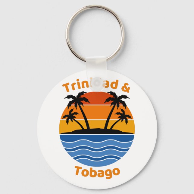 Trinidad und Tobago Retro Sunset Schlüsselanhänger (Vorderseite)