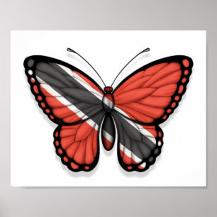 Trinidad und Tobago-Schmetterlings-Flagge Poster