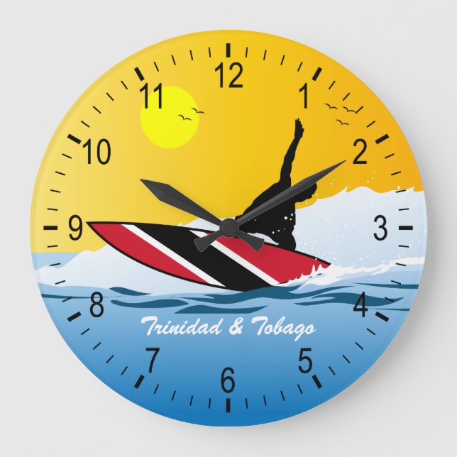 Trinidad und Tobago Surfer Große Wanduhr (Vorderseite)