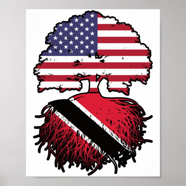 Trinidad und Tobago Trinidadian American USA Tree Poster (Vorne)