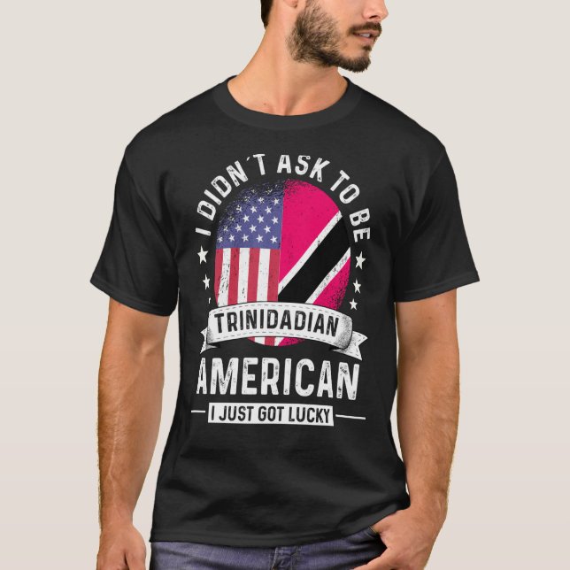 Trinidadian American Patriot Grown Spaß Flag T-Shirt (Vorderseite)