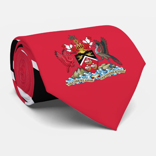 Trinidadians und Tobago Flagge & Wappen Krawatte (Gerollt)