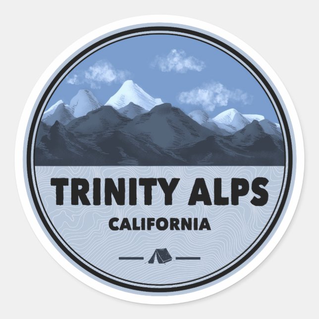 Trinity Alps Kalifornien Camping Runder Aufkleber (Vorderseite)