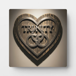 TRINITY-Herz — Rustikales Holzschild Fotoplatte