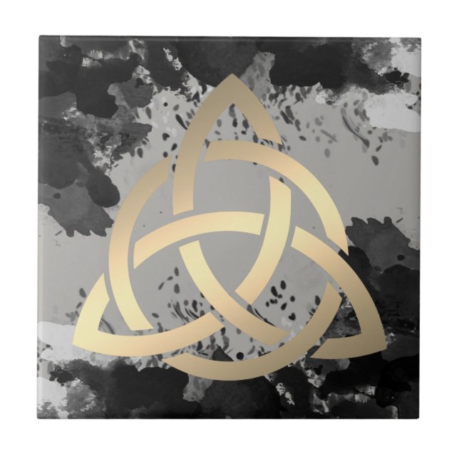 Trinity Knot Celtic Dark Clouds Sky Fliese (Vorderseite)