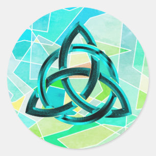 Trinity Knot Celtic Geometric Blue Metal Glitzer Runder Aufkleber