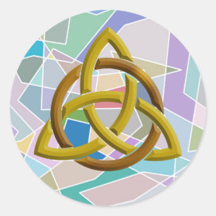 Trinity Knot Celtic Geometric Wassercolor Blöcke Runder Aufkleber