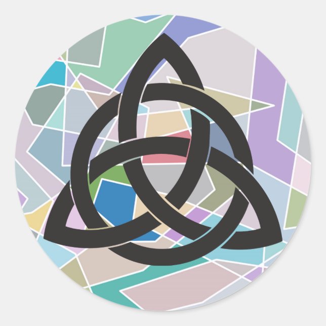 Trinity Knot Celtic Geometric Wassercolor Blöcke Runder Aufkleber (Vorderseite)