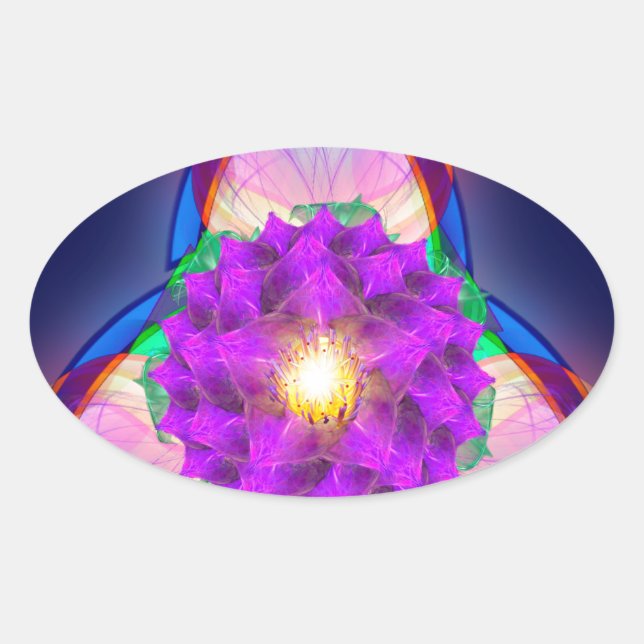 Trinity Lotus Ovaler Aufkleber (Vorderseite)