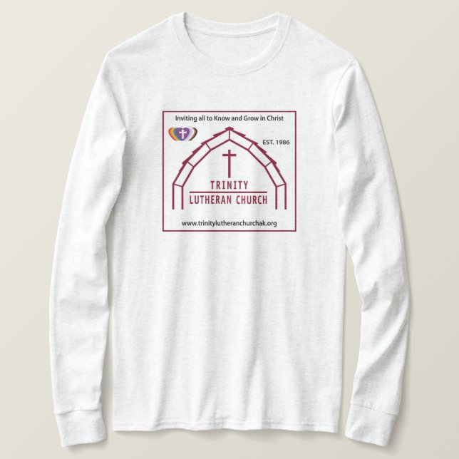 Trinity Lutheran White Adult Long Shirt (Design vorne)