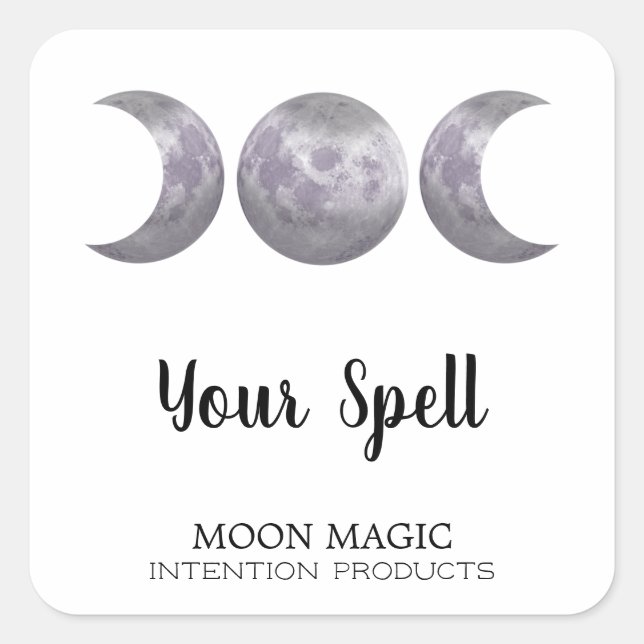Trinity Moon Intention Zauberkerle Quadratischer Aufkleber (Vorderseite)