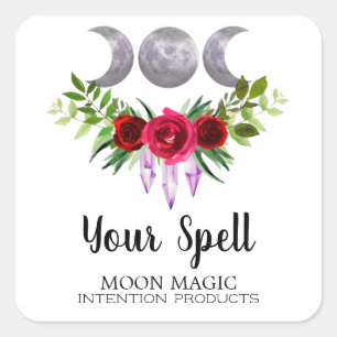 Trinity Moon Spell Jar oder Intention Candle Quadratischer Aufkleber