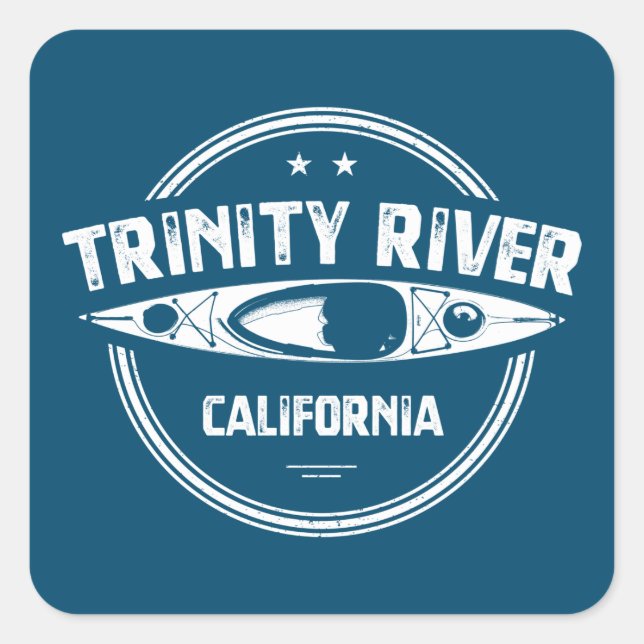 Trinity River California Kayaking Quadratischer Aufkleber (Vorderseite)