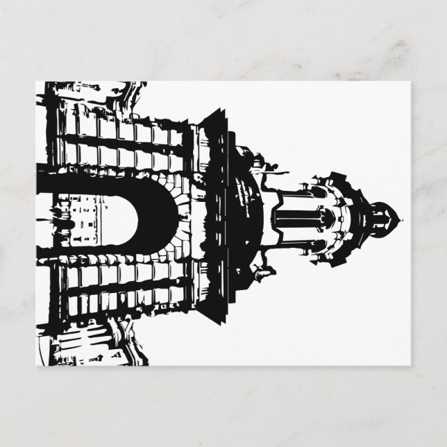 Trinity Uni Dublin Campanile, Black and White Postkarte (Vorderseite)