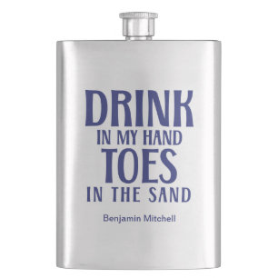 Trink in meiner Hand Zitat Navy Modern Coastal  Flachmann