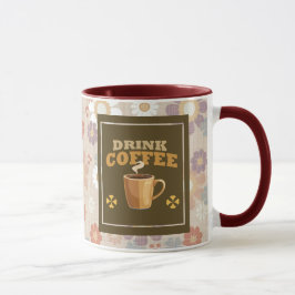 Trink-Kaffeetasse – Braunes florales ästhetisches Tasse