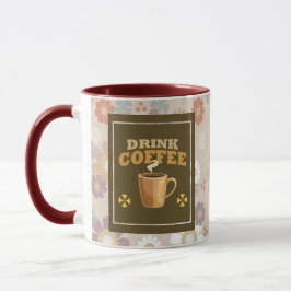 Trink-Kaffeetasse – Braunes florales ästhetisches Tasse