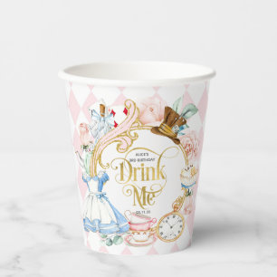Trink mich, Alice im Wunderland zum Geburtstag Pappbecher