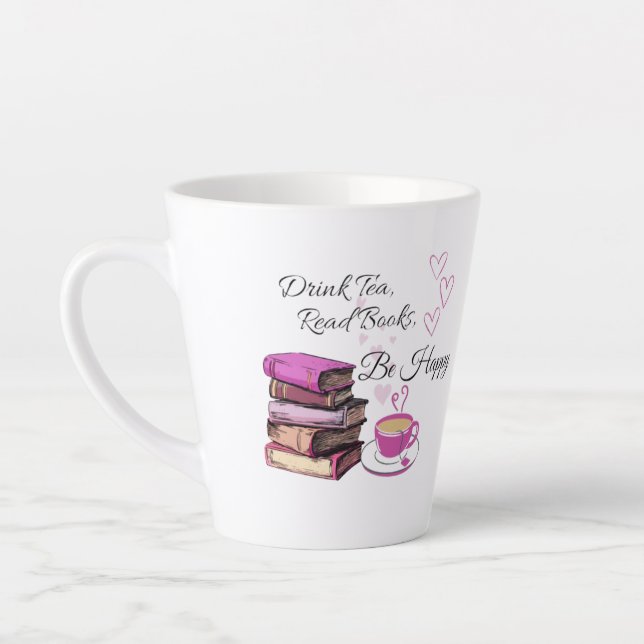"Trink Tee. Lies Bücher. Sei glücklich! - Gemütlic Milchtasse (Links)