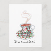 Trink Tee und lass es Slogan Zitat, Vintage Tasse