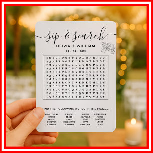 Trink-und-Suche Benutzerdefiniertes Wort Hochzeit- Einladung