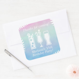 Trink- und Tauchpool-Party-Geschenk Quadratischer Aufkleber