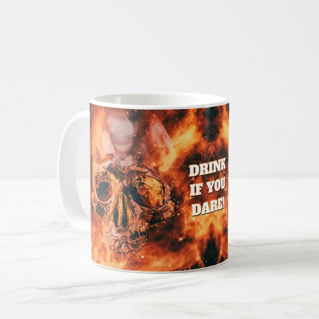 Trink, wenn du es wagst! Außenhaut Kaffeetasse (Vorderseite Links)