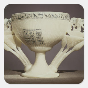 Trinkbecher in Form von halbgeöffnetem Lotus Quadratischer Aufkleber