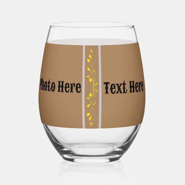 Trinkbehälter Brown black Wine Glass Foto | Text Weinglas Ohne Stiel (Vorderseite)