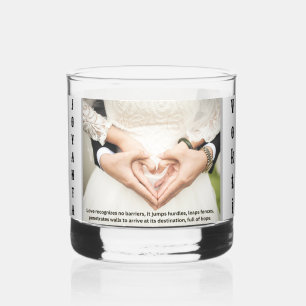 Trinkbehälter Hochzeit Foto mit Name Felsen Glas. Whiskyglas