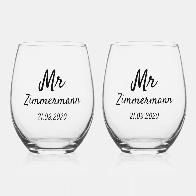 Trinkbehälter Set - Herr und Herr Zimmermann Desig Weinglas Ohne Stiel (Vorderseite)