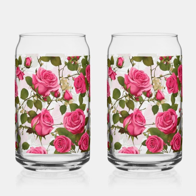 Trinkbehälter Set "Rose Garten Vergnügen: Nahtlos  Dosenglas (Vorderseite)