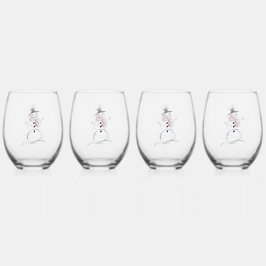 Trinkbehälter Set Snowman Joy Wine Glasses Weinglas Ohne Stiel
