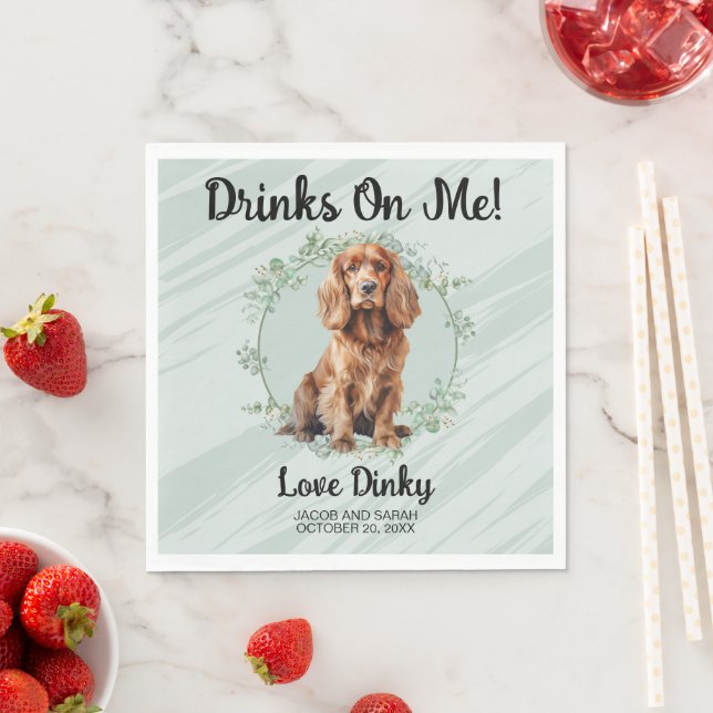 Trinke auf mich! Cocker Spanel Dog Pet Wedding Serviette (Beispiel)