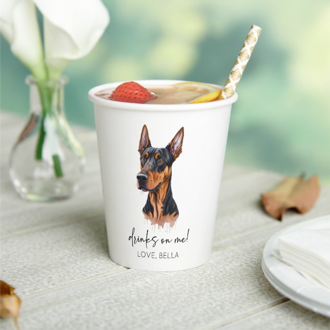 Trinke auf mich! Dobermann Dog Pet Wedding Pappbecher (In Situ)