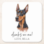 Trinke auf mich! Dobermann Dog Pet Wedding Rechteckiger Pappuntersetzer<br><div class="desc">Das sind Getränke auf mir! Dobermann Dog Pet Hochzeitspapier Untersetzer!</div>